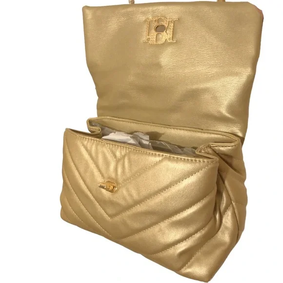 New Badgley Mischka Metallic Quilted Crossbody w Letter Lock Multi-winner HP! - Picture 7 of 15
